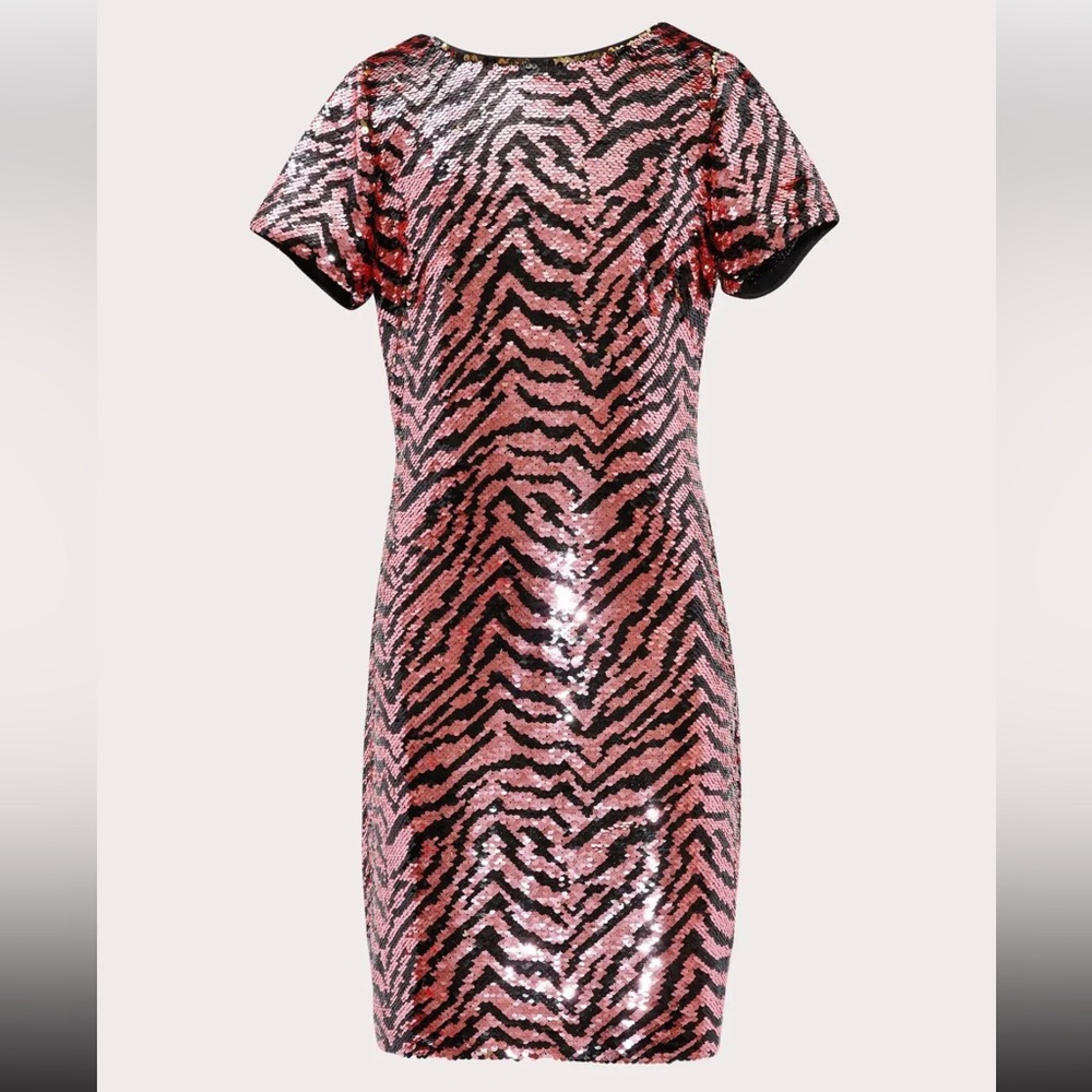Milly Mini Bea Zebra Sequin Dress Pink/Gold Size 10